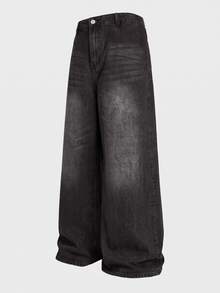 Athstrex Plus Size Men's Casual Washed Wide Leg Jeans, Grunge, Vacation, Father's Day Gifts - Coffee Brown - View 2