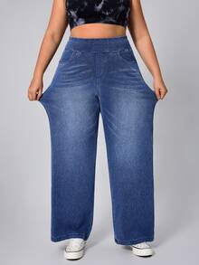 Flexra Jeans de talla grande de denim suave con lavado claro y elástico - Azul lavado medio - Ver 6