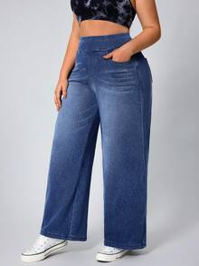 Flexra Jeans de talla grande de denim suave con lavado claro y elástico - Azul lavado medio - Ver 7