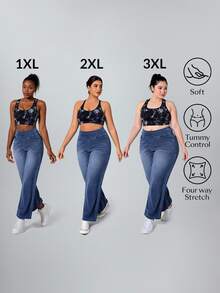 Flexra Jeans de talla grande de denim suave con lavado claro y elástico - Azul lavado medio - Ver 3