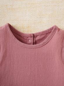 Souflis Souflis Conjunto de 2 piezas para niña bebé en rosa empolvado, elegante, modesto, lindo, para uso diario y casual, ideal para sesiones de fotos de primavera y verano, a juego con la familia - Multicolor - Ver 5