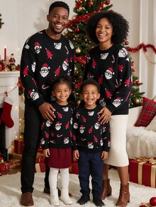 AXEPEAK Men's All-Over Print Casual Versatile Daily Wear Long Sleeve Sweater - Black - View 6