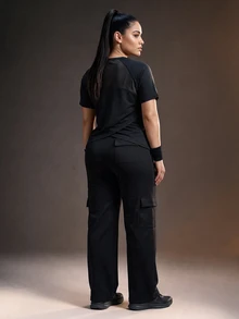 Powerista Women's Plus Size Sports T-Shirt And Tank Top Gym Fitness Workout Yoga Winter Fashion Going Out Backless Casual Black Mesh Running Breathable Outdoor - Black - View 6