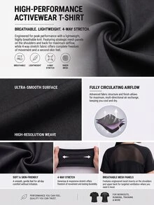 Powerista Women's Plus Size Sports T-Shirt And Tank Top Gym Fitness Workout Yoga Winter Fashion Going Out Backless Casual Black Mesh Running Breathable Outdoor - Black - View 3