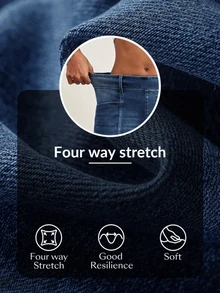 Flexra Plus Size Fashion Mid-Blue Denim Washed Wide Leg Pants - Dark Wash - View 7
