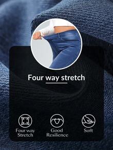 Flexra Plus Size Women Casual Elastic Waist Slim Fit Jeans - Medium Wash - View 4
