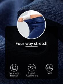 Flexra Plus Size Women's Casual Elastic Waist Slim Fit Jeans - Dark Wash - View 9