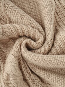 SHEIN New Women's V-Neck Pullover Sweater For Fall & Winter. Crafted With Three-Dimensional Patterns And Relaxed Drop Shoulders, This Khaki Knit Top Is Versatile - Camel - View 6