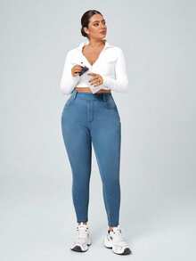 Flexra Plus Size Women's Slim Fit Skinny Jeans - Dusty Blue - View 9