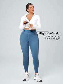 Flexra Plus Size Women's Slim Fit Skinny Jeans - Dusty Blue - View 5