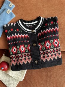 Comfortcana Plus Size Women's Single-Breasted Casual Daily Cardigan Winter - Multicolor - View 3