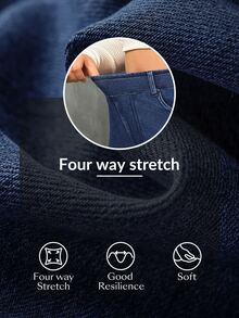Flexra Plus Size Women Elastic Casual Straight Leg Jeans - Dark Wash - View 8