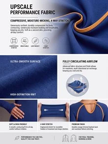 Powerista Women's Long Sleeve Navy Blue Colorblock Seamless Sports Jumpsuit(Suitable For Workout) Gym Fall Sporty Sexy Athletic - Royal Blue - View 5