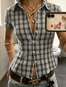 IslaSuriya 女款格紋休閒百搭日常穿著襯衫 - 彩色 - 查看 1