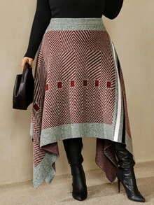 SHEIN CURVE+ Autumn/Winter New Style Daily Streetwear, Elegant Date, Party, Back To School, Holiday, Wedding Plus - Multicolor - View 3