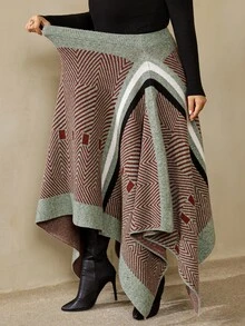SHEIN CURVE+ Autumn/Winter New Style Daily Streetwear, Elegant Date, Party, Back To School, Holiday, Wedding Plus - Multicolor - View 4