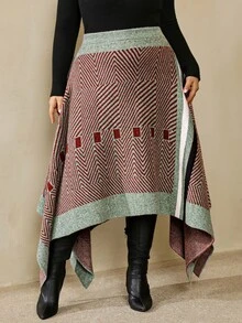 SHEIN CURVE+ Autumn/Winter New Style Daily Streetwear, Elegant Date, Party, Back To School, Holiday, Wedding Plus - Multicolor - View 6