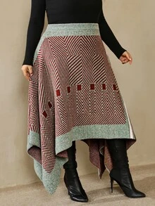 SHEIN CURVE+ Autumn/Winter New Style Daily Streetwear, Elegant Date, Party, Back To School, Holiday, Wedding Plus - Multicolor - View 7