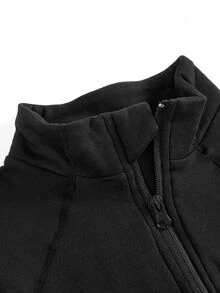 In My Nature Women's Raglan Sleeve Half-Zip Fleece Outdoor Jacket - Black - View 7