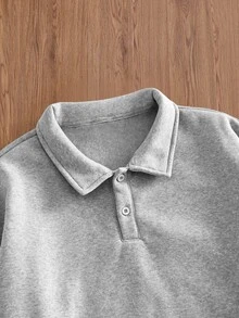 EASEVO Men's Casual Pullover Sweatshirt, Black, Plus Size, Embroidered Collar, Spring/Autumn - Grey - View 4