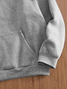 EASEVO Men's Casual Pullover Sweatshirt, Black, Plus Size, Embroidered Collar, Spring/Autumn - Grey - View 3