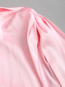 Sweetra 女士夏季休闲优雅百搭日常穿着、派对、通勤缎面无袖收腰A字短裙 - 粉色 - 查看 5