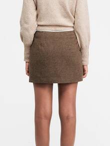 ATUI Studio Women's Vintage Asymmetrical Hem Skort - Brown - View 4