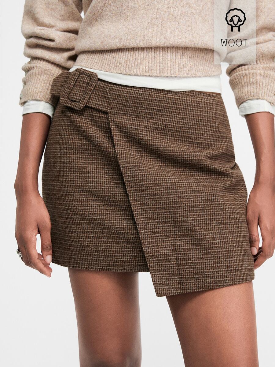ATUI Studio Women's Vintage Asymmetrical Hem Skort - Brown - View 1