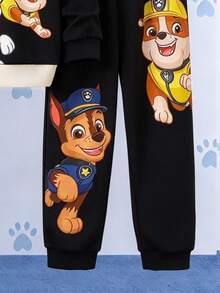 SHEIN | PAW Patrol 小男孩白色拼色卡通小狗印花寬鬆衛衣套裝 秋季長袖上衣與長褲 返校休閒穿搭 生日聖誕禮物 - 彩色 - 查看 6