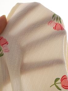 Young Girl Young Girl Young Girl 3D Jacquard Strap Dress, Textured Floral Fabric Square Neck - Apricot - View 7