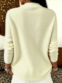 SHEIN Franclia 女款純色垂領長袖休閒上衣 - 米色 - 查看 2