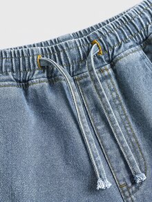 SHEIN Girls' Black Loose Fit Tween Girl Denim Long Pants Tween Girl - Light Wash - View 5