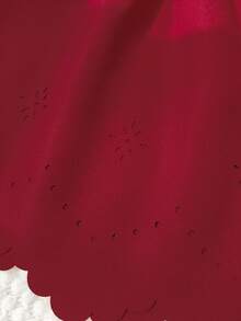Souflis Souflis Baby Girl Fashionable Cute Bowknot Ruffle Hollow Out Cap Sleeve Summer Burgundy Dress - Red - View 13