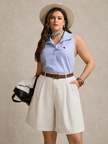 Comfylo Summer Casual Kawaii Versatile Commute Beach Plus Size Shorts Vacation Date Night White - White - View 8