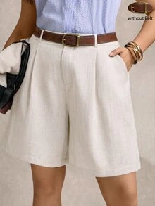 Comfylo Summer Casual Kawaii Versatile Commute Beach Plus Size Shorts Vacation Date Night White - White - View 1