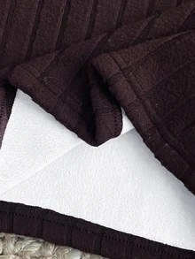 Girls' Winter Set, Brown Textured Double-Sided Fleece High Neck Long Sleeve Top And Matching Double-Sided Fleece Pants, Comfortable Fabric, Suitable For Winter Daily Wear - Coffee Brown - View 5