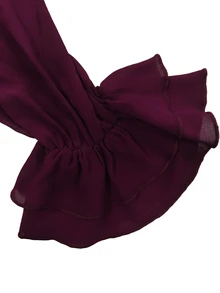 Velvienne Plus Size Elegant Ruffle Hem Streetwear Blouse - Red Violet - View 3