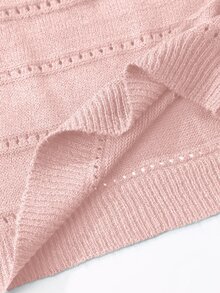 EMERY ROSE Women Solid Color Long Sleeve Crew Neck Sweater, Fashionable For Summer Knit Pullover Fall Winter - Pink - View 8