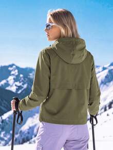 In My Nature Women's Outdoor Zipper Long Sleeve Pocket Jacket Sportswear Hiking Trekking Camping Skiing, For Fall Winter - Army Green - View 3
