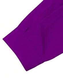 EMERY ROSE Women Solid Color Loose Front Button Long Sleeve Casual Shirts Fall Cloth For Women - Purple - View 6