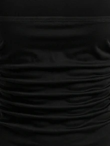 SHEIN EZwear Plus Size Ruched Tube Top, Sexy Style, Suitable For Party Wear - Black - View 4