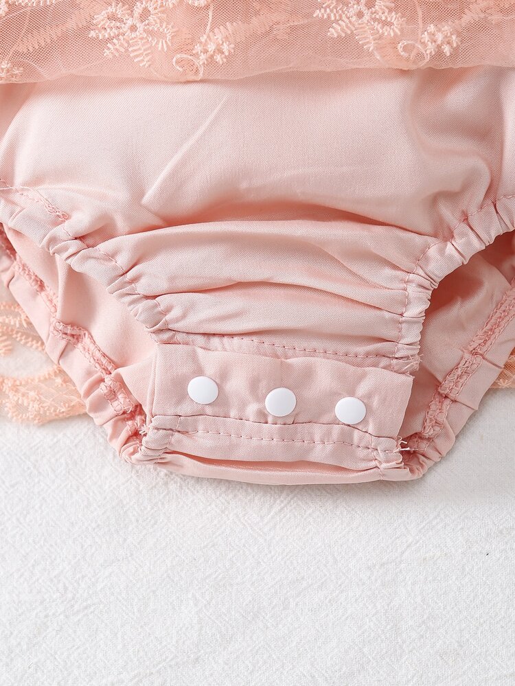 Souflis Souflis Baju Bayi Perempuan Kontras Lace Sulaman Ruffle Bunga - MultiWarna - View 5