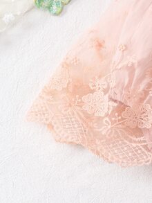 Souflis Souflis 嬰兒女孩褶邊刺繡網眼連體裙 - 彩色 - 查看 4