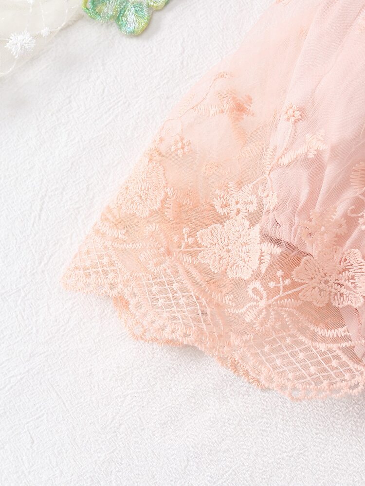 Souflis Souflis Baju Bayi Perempuan Kontras Lace Sulaman Ruffle Bunga - MultiWarna - View 4