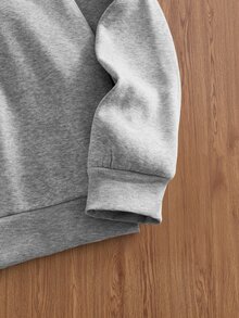 EASEVO Men's Casual Pullover Sweatshirt, Black, Plus Size, Turn-Down Collar, Embroidered, Spring/Autumn - Grey - View 4