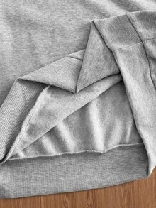 EASEVO Men's Casual Pullover Sweatshirt, Black, Plus Size, Turn-Down Collar, Embroidered, Spring/Autumn - Grey - View 8
