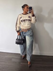 Slaydiva Women's Letter Print Casual Daily Cropped Sweatshirt - Multicolor - View 6