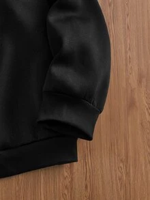 EASEVO 男士休閒套頭運動衫，黑色，大尺碼，刺繡領口，春/秋季 - 黑色 - 查看 5