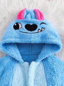 SHEIN Young Boy Knit Patchwork Kids Solid Color Embroidered Hooded Casual Cardigan Loungewear - Multicolor - View 4