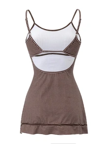 Sirith 2pcs/Set Printed Spaghetti Strap Round Neck + Leggings Casual Sports Dress - Multicolor - View 7